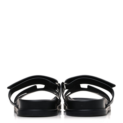 Hermes Calfskin Womens Chypre Sandals 37.5 Black 6 of 10