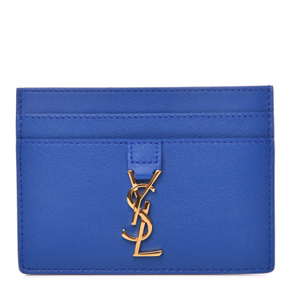 Saint Laurent Calfskin Monogram Credit Card Case Blue Majorelle 1 of 8