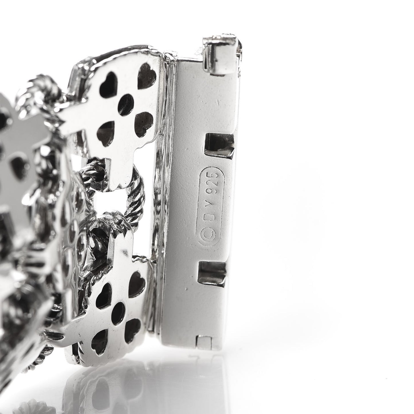 Sterling Silver Diamond Onyx Three-Row Renaissance Bracelet