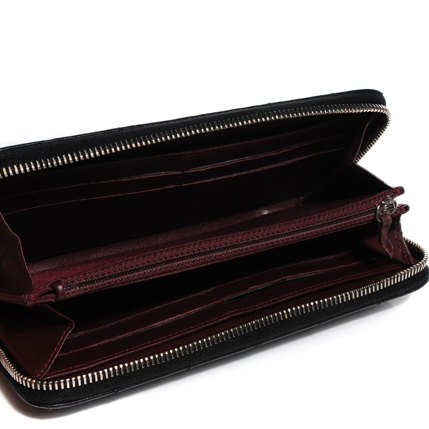 Chanel Lambskin Quilted Large Gusset Zip Around Wallet Black 5 of 9