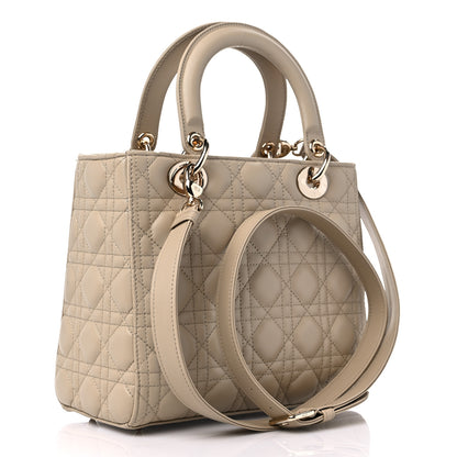 Christian Dior Lambskin Cannage Medium Lady Dior Beige 2 of 9