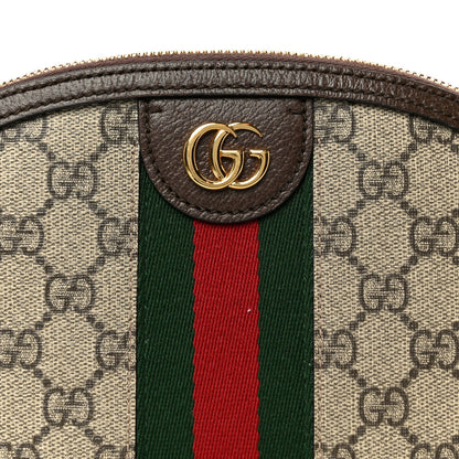 Gucci GG Supreme Monogram Textured Dollar Calfskin Web Small Ophidia Dome Shoulder Bag Beige Ebony New Acero 8 of 11