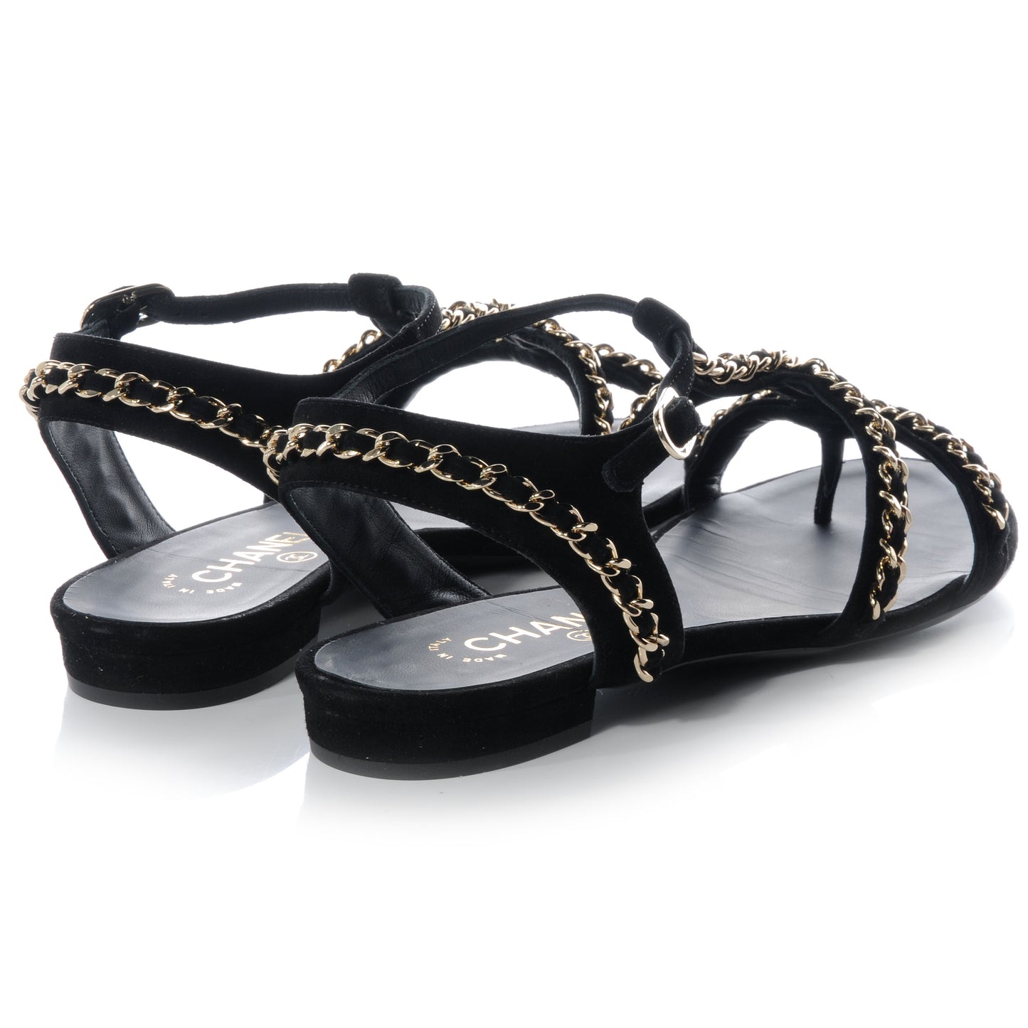 Suede Gladiator Chain Sandals 38.5 Black