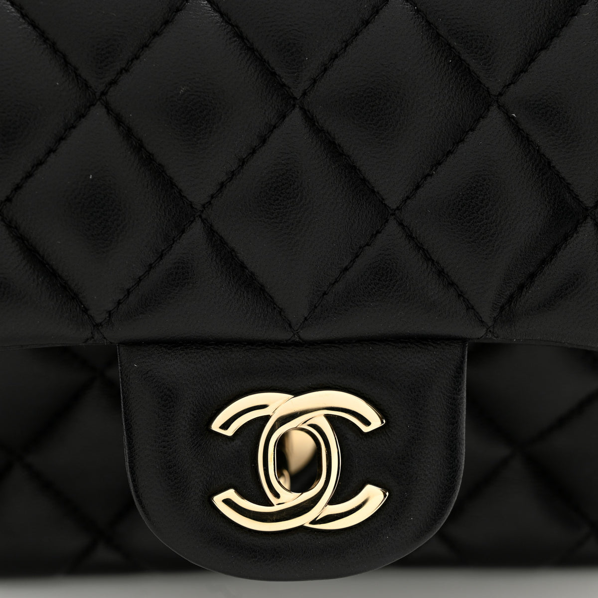 Lambskin Quilted Mini Square Flap Black