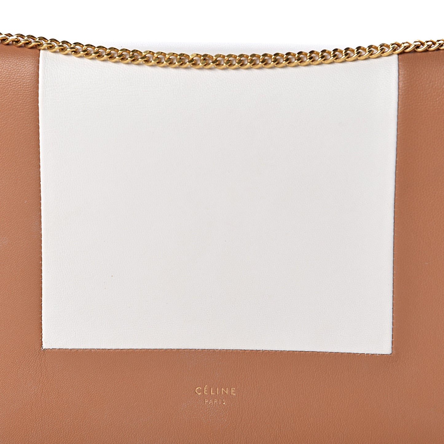 Smooth Lambskin Frame Evening Chain Clutch Tan Optic White
