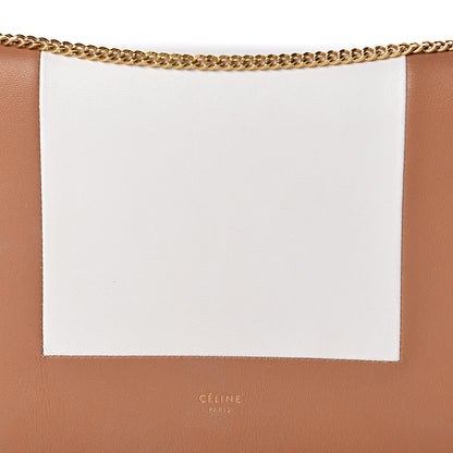Celine Smooth Lambskin Frame Evening Chain Clutch Tan Optic White 9 of 12
