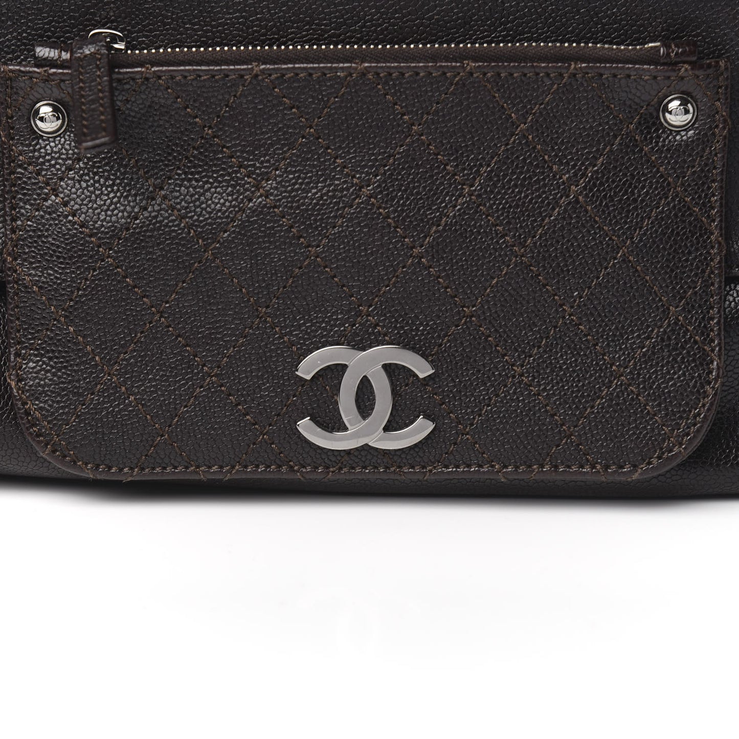 Glazed Caviar Pocket In The City Tote Brown