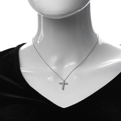 Tiffany Platinum Diamond Medium Cross Pendant Necklace 2 of 6