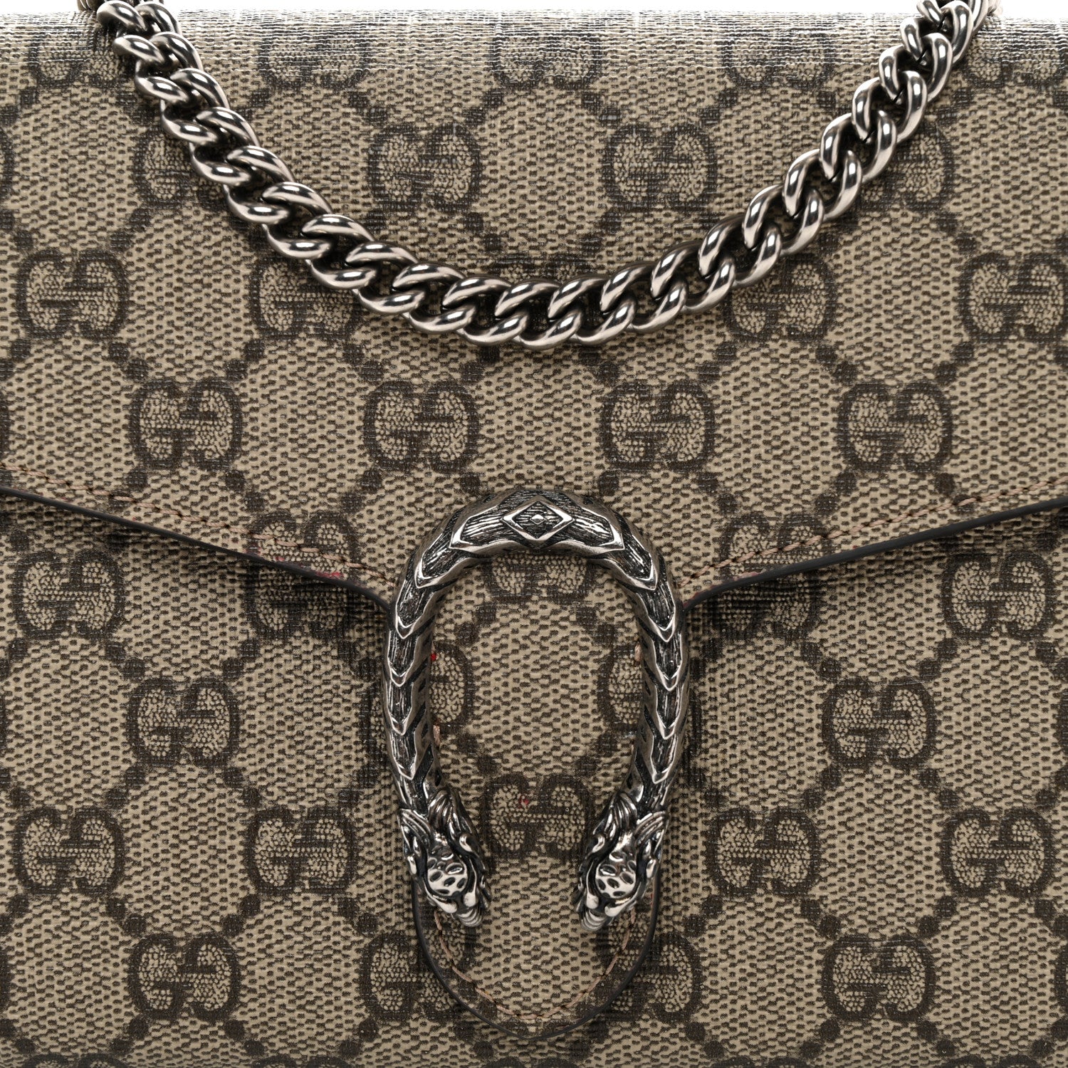 Gucci GG Supreme Monogram Mini Dionysus Chain Wallet Beige Vulcanic Red 10 of 13