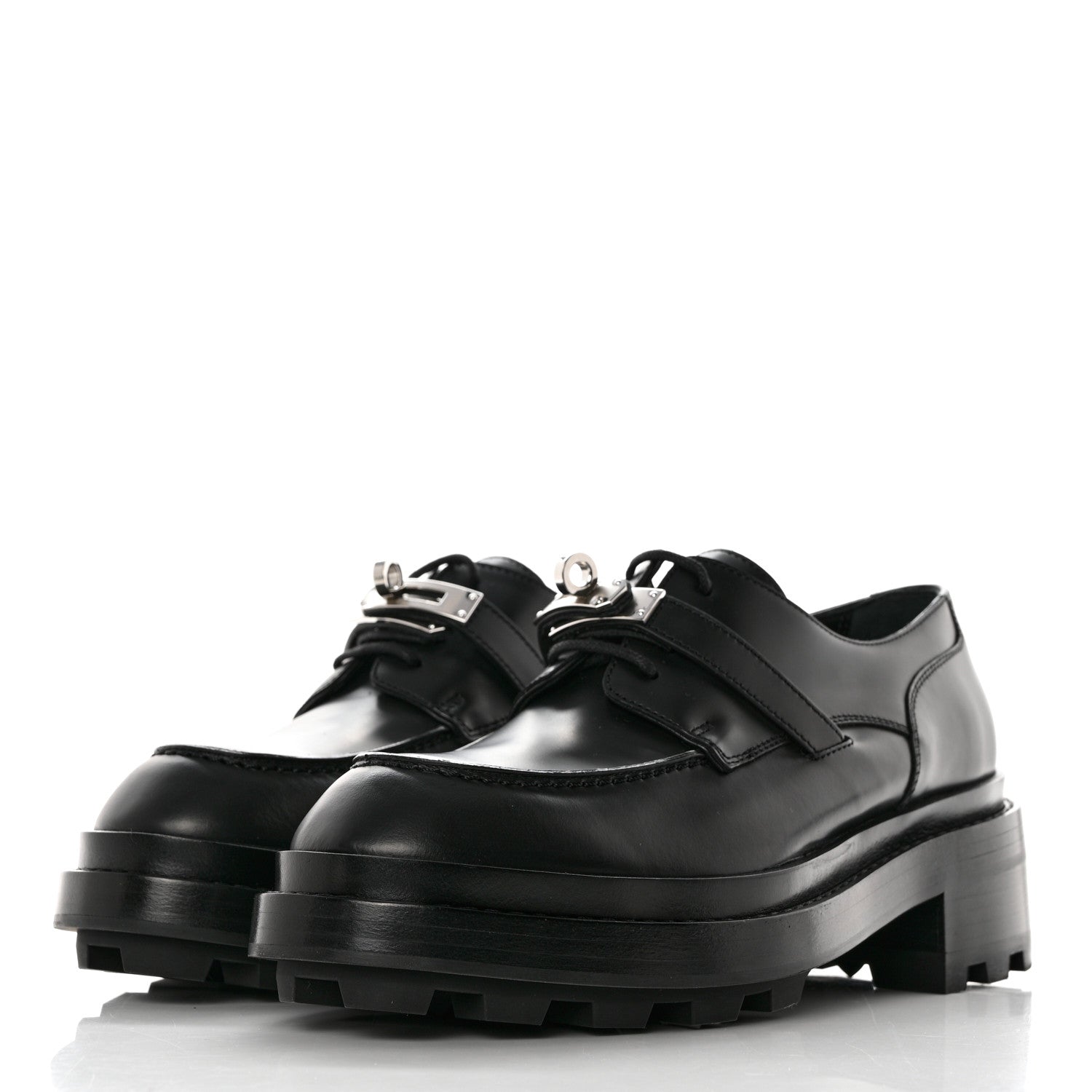Hermes Glossed Calfskin First Oxford 36 Black 3 of 9