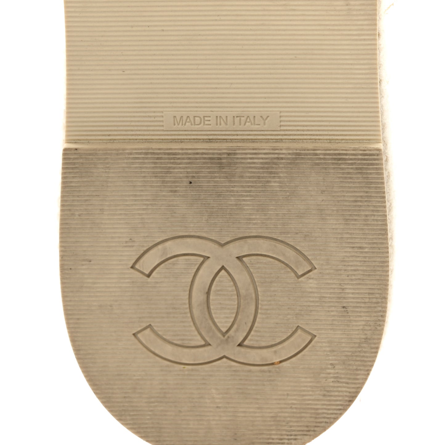 Wool Alpaca Chain CC Slide Sandals  39 Ivory