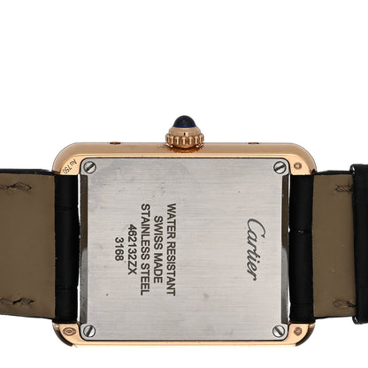 Cartier Stainless Steel 18K Pink Gold Alligator 24mm Tank Solo Quartz Watch 4 of 5
