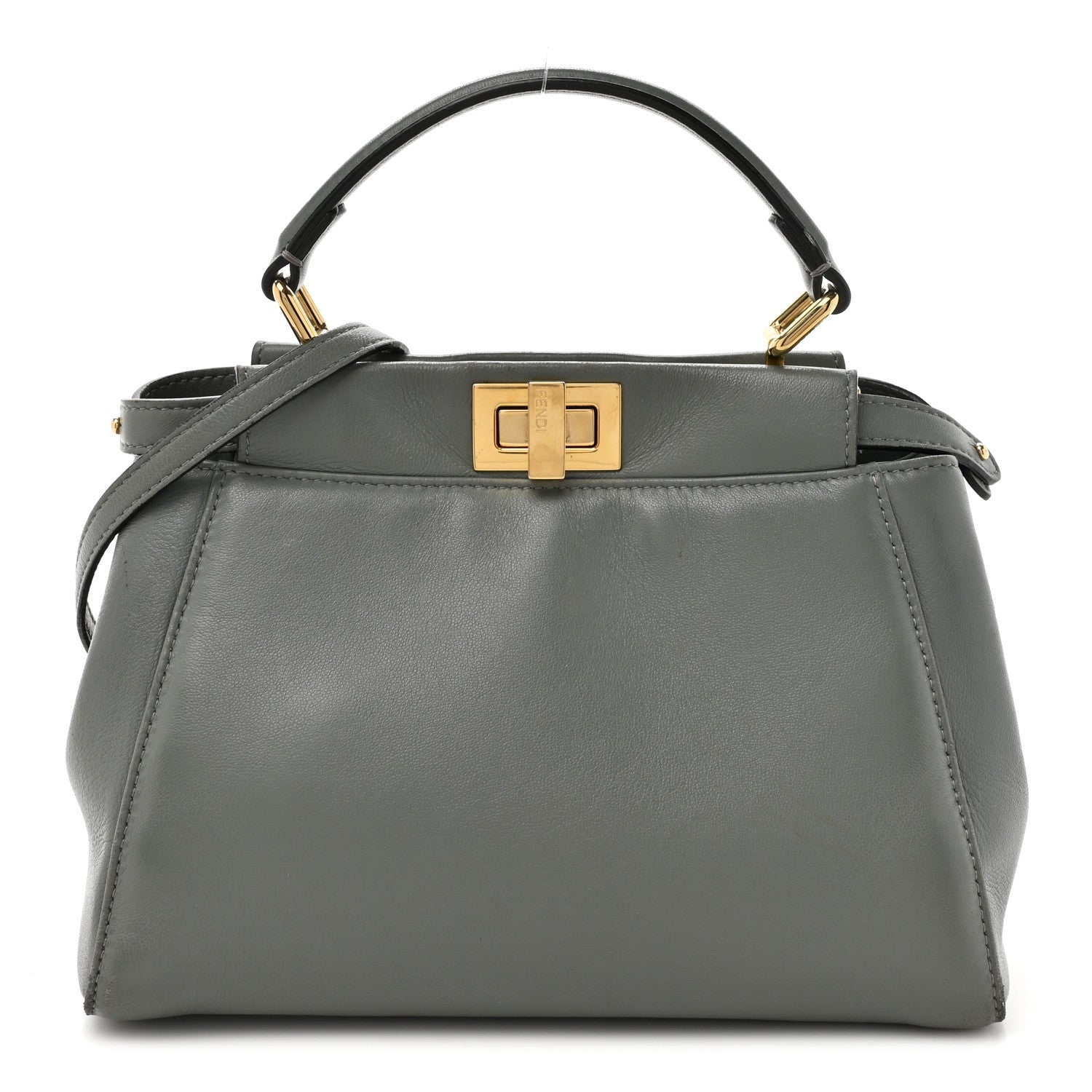 Fendi Nappa Mini Peekaboo Iconic Satchel Fumo 1 of 19