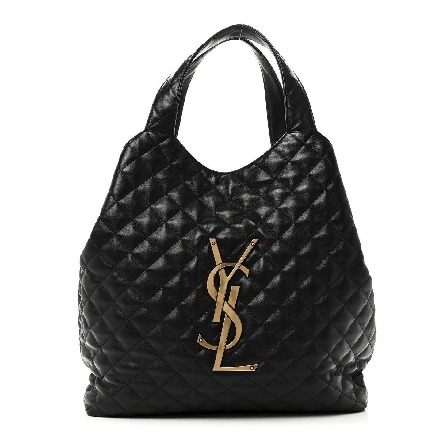 Lambskin Quilted Maxi Icare Shopping Tote Black