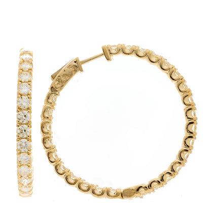 Parker & West by FASHIONPHILE 14K Yellow Gold Diamond 3.64ctw Inside Out Hoop Earrings 1 of 5