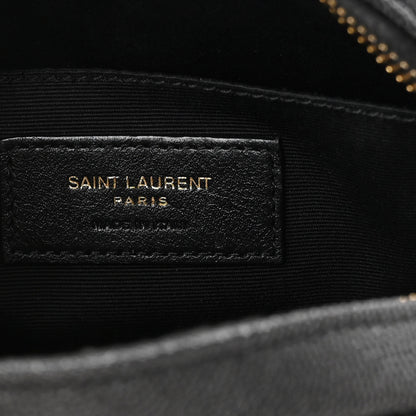 Saint Laurent Grain De Poudre Matelasse Chevron Quilted Round Vinyle Camera Bag Black 6 of 14