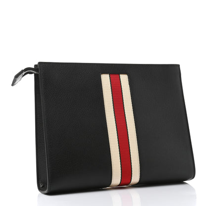 Gucci Textured Dollar Calfskin Nylon Gucci Stripe New Web Cosmetic Case Black Ecru Verde Rosso 3 of 7