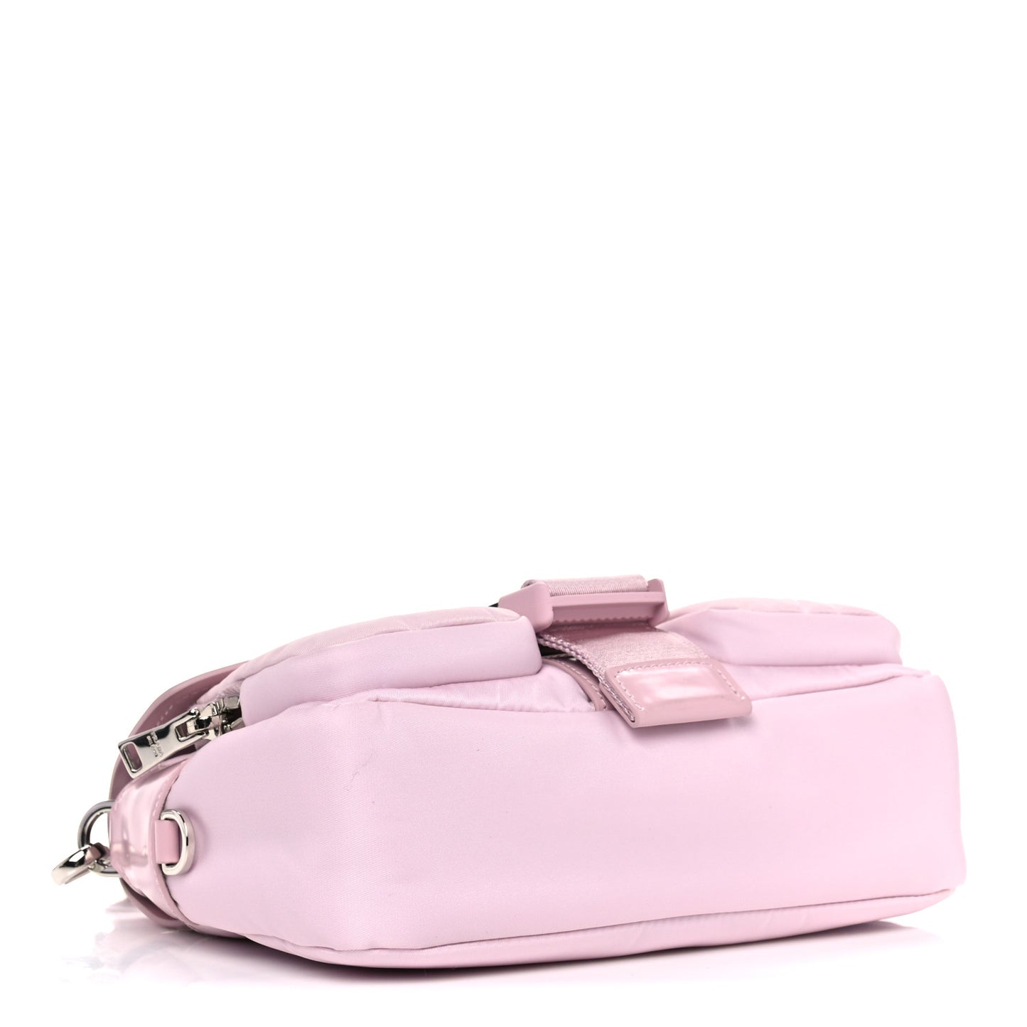Re-Nylon Spazzolato Double Pocket Buckle Shoulder Bag Alabastro