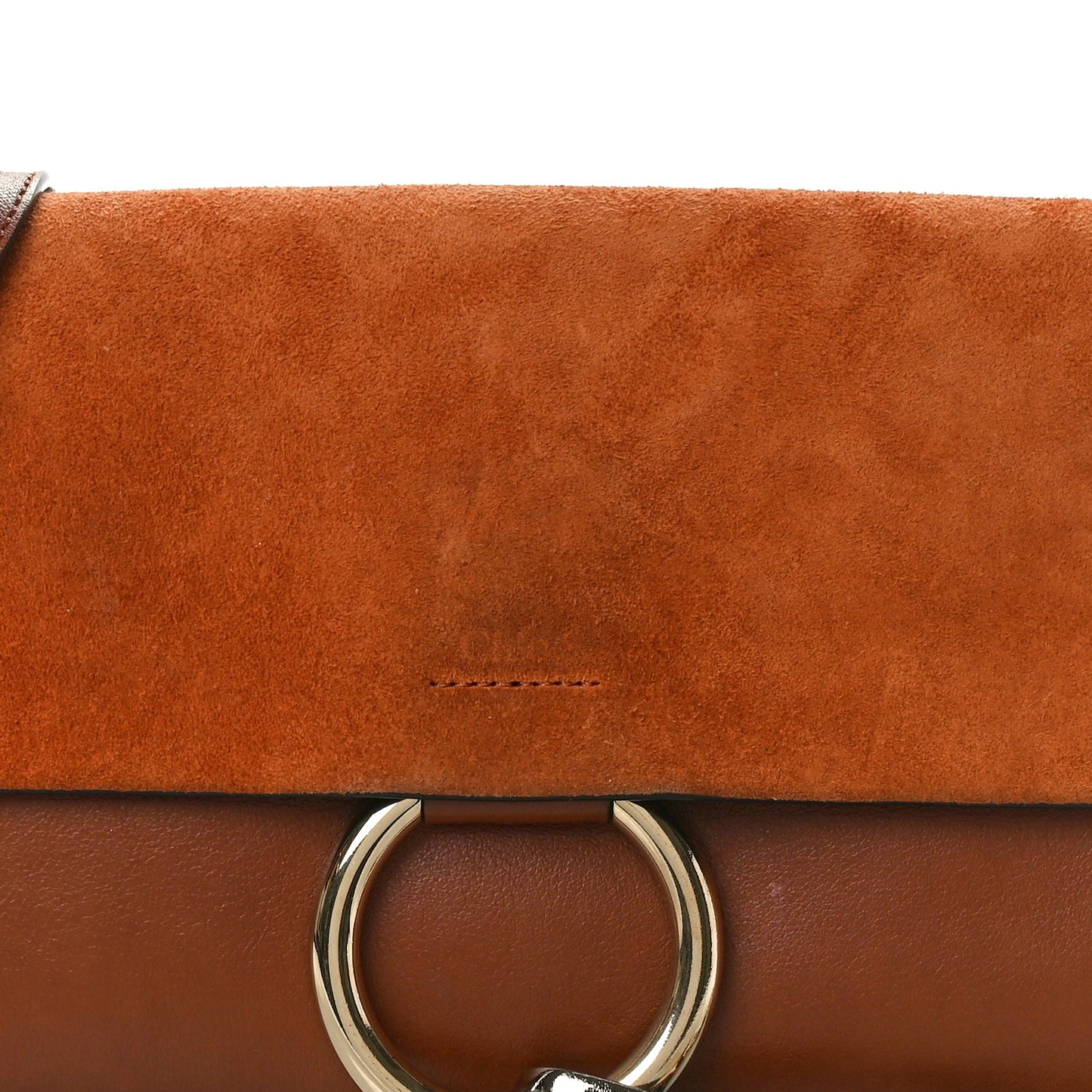 Suede Calfskin Small Faye Shoulder Bag Tobacco