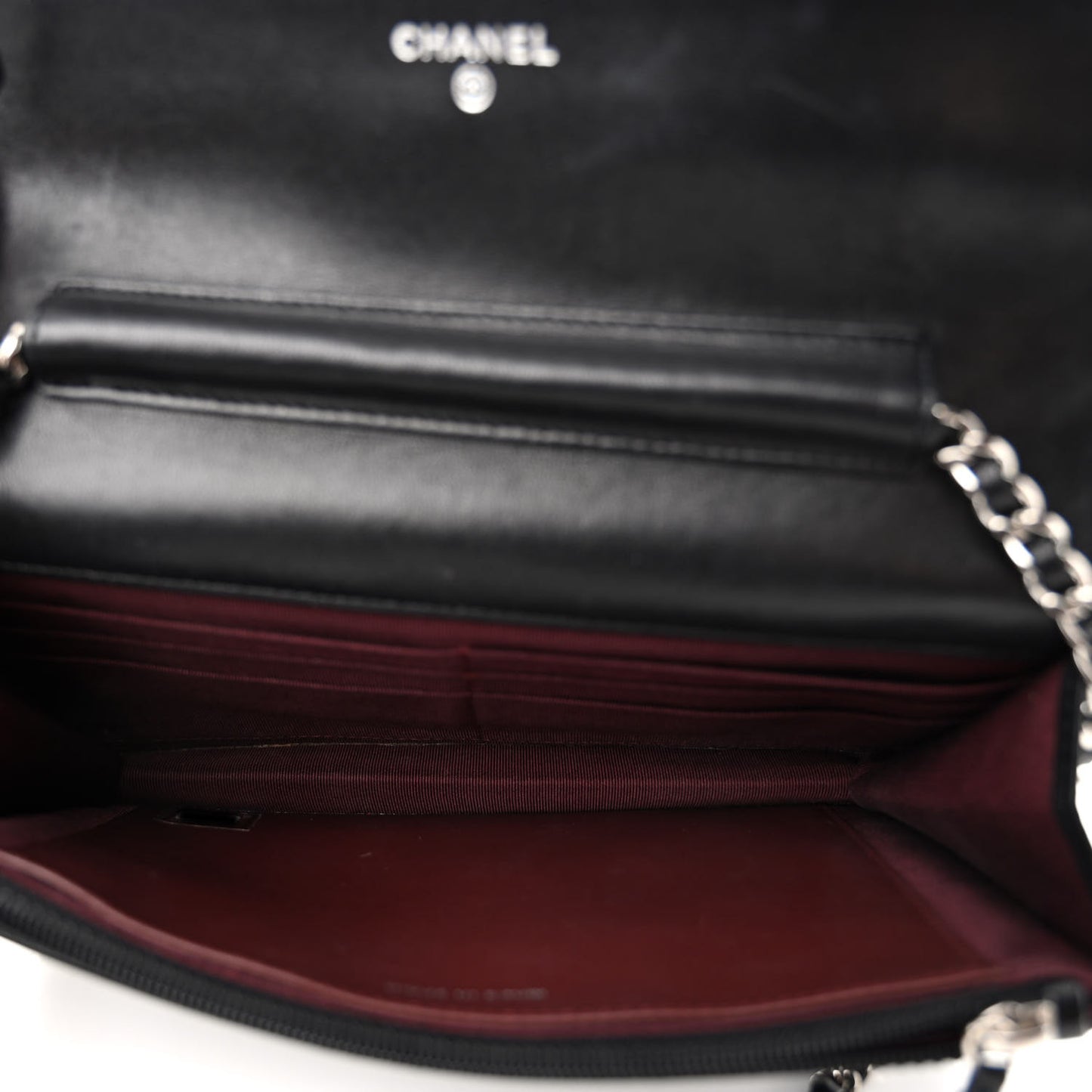 Lambskin Quilted Wallet On Chain WOC Black