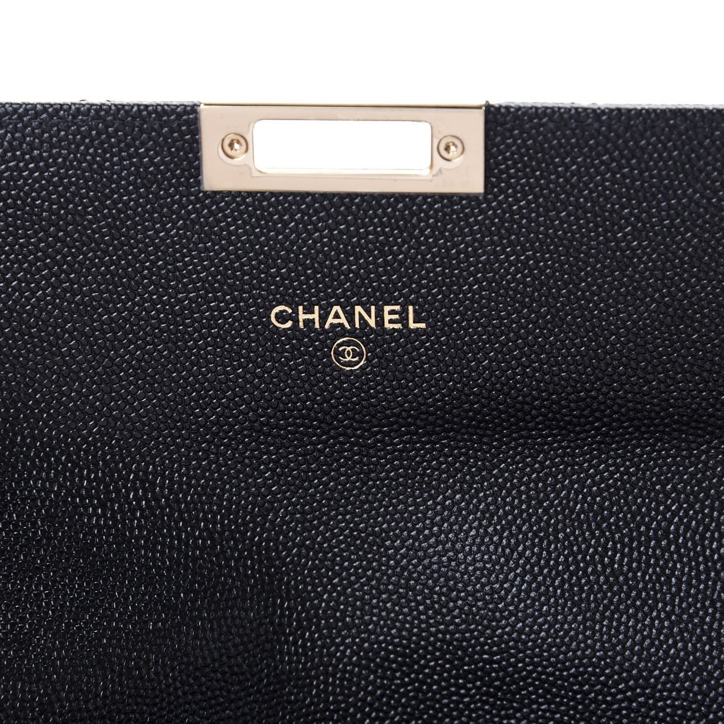 Caviar Quilted Large Golden Class Gusset Flap Wallet Black