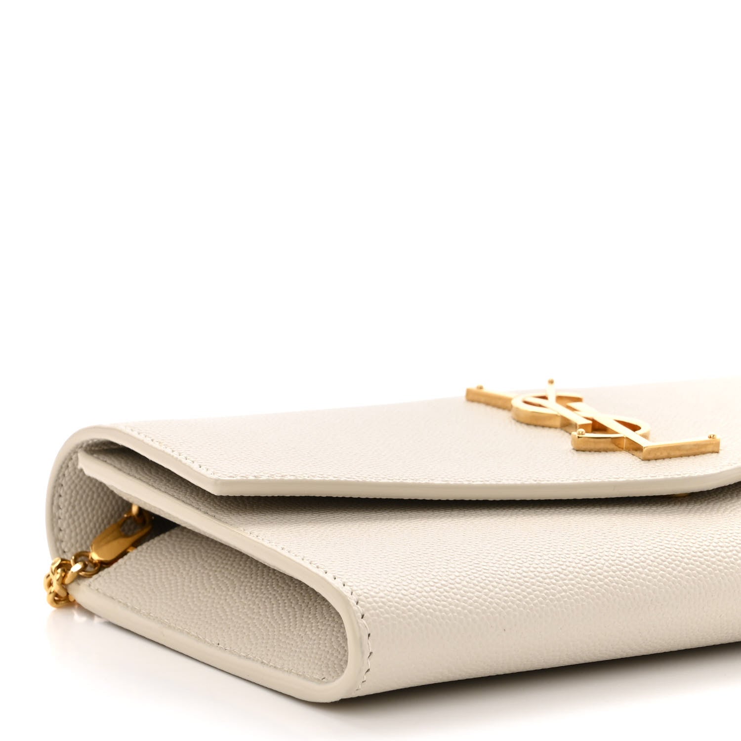 Saint Laurent Grain De Poudre Monogram Uptown Chain Wallet Crema Soft 9 of 10
