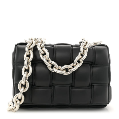 Bottega Veneta Lambskin Maxi Intreccio Padded Chain Cassette Crossbody Bag Black 1 of 11