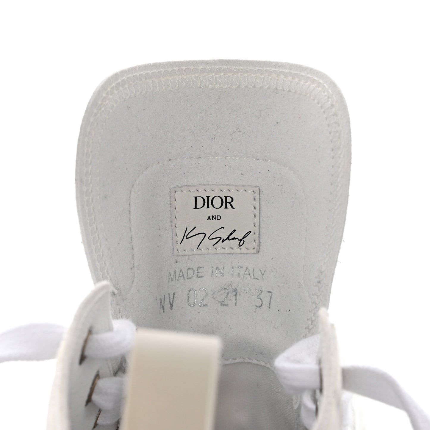 X KENNY SCARF Technical Canvas Oblique Patch Mens B23 High Top Sneakers 37 White Blue