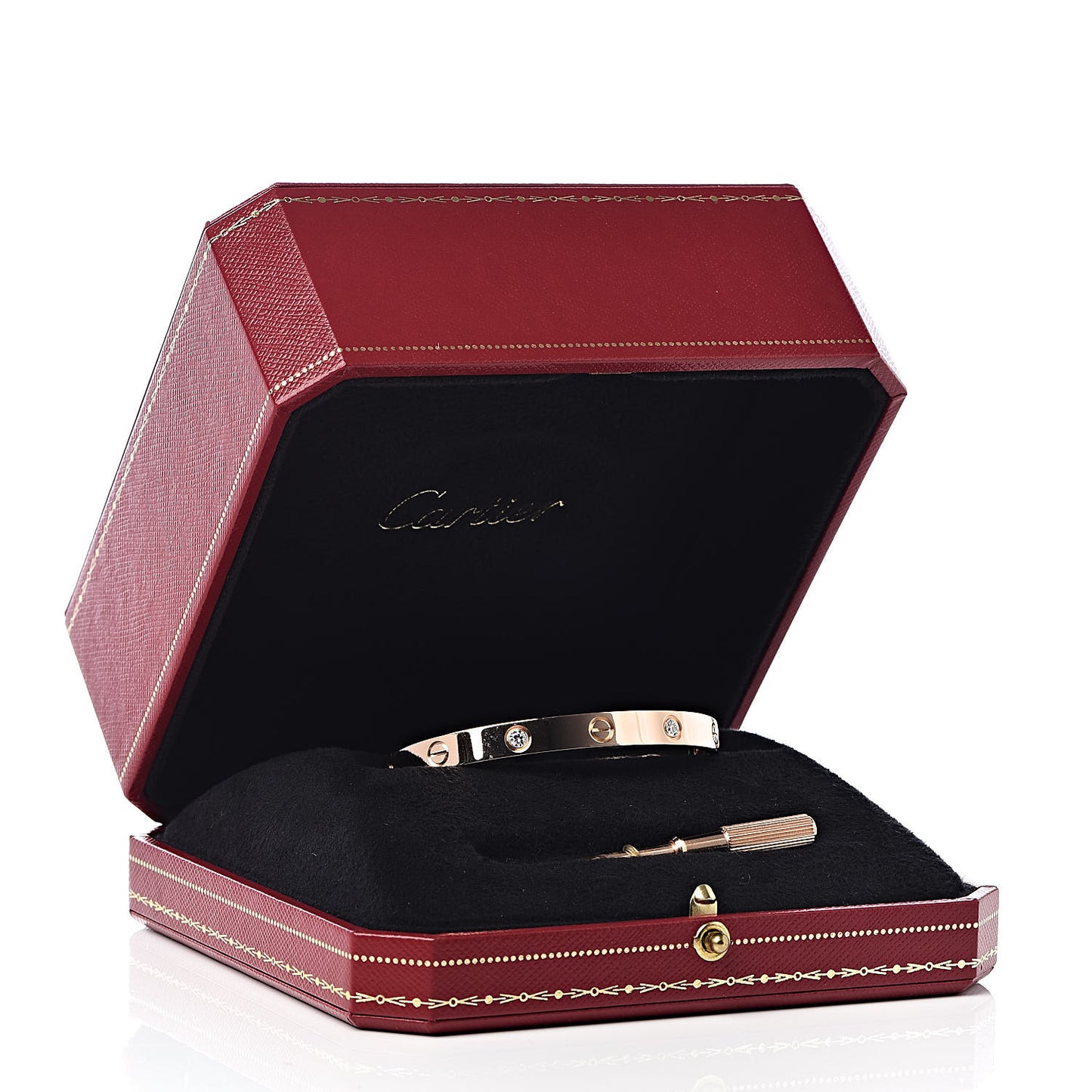 18K Pink Gold 4 Diamond LOVE Bracelet 17