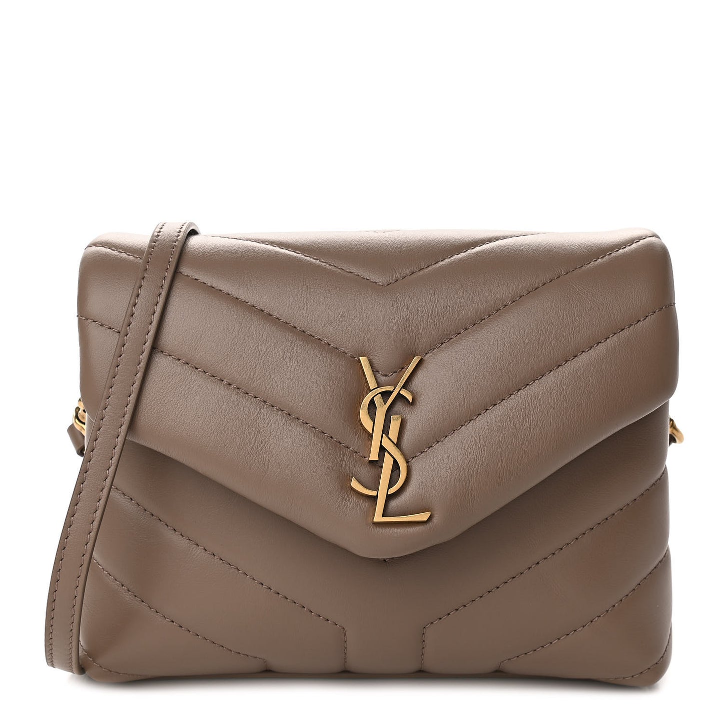 Calfskin Y Quilted Monogram Toy Loulou Crossbody Bag Taupe