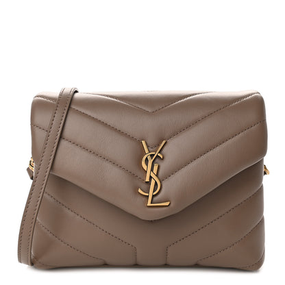 Saint Laurent Calfskin Y Quilted Monogram Toy Loulou Crossbody Bag Taupe 1 of 10