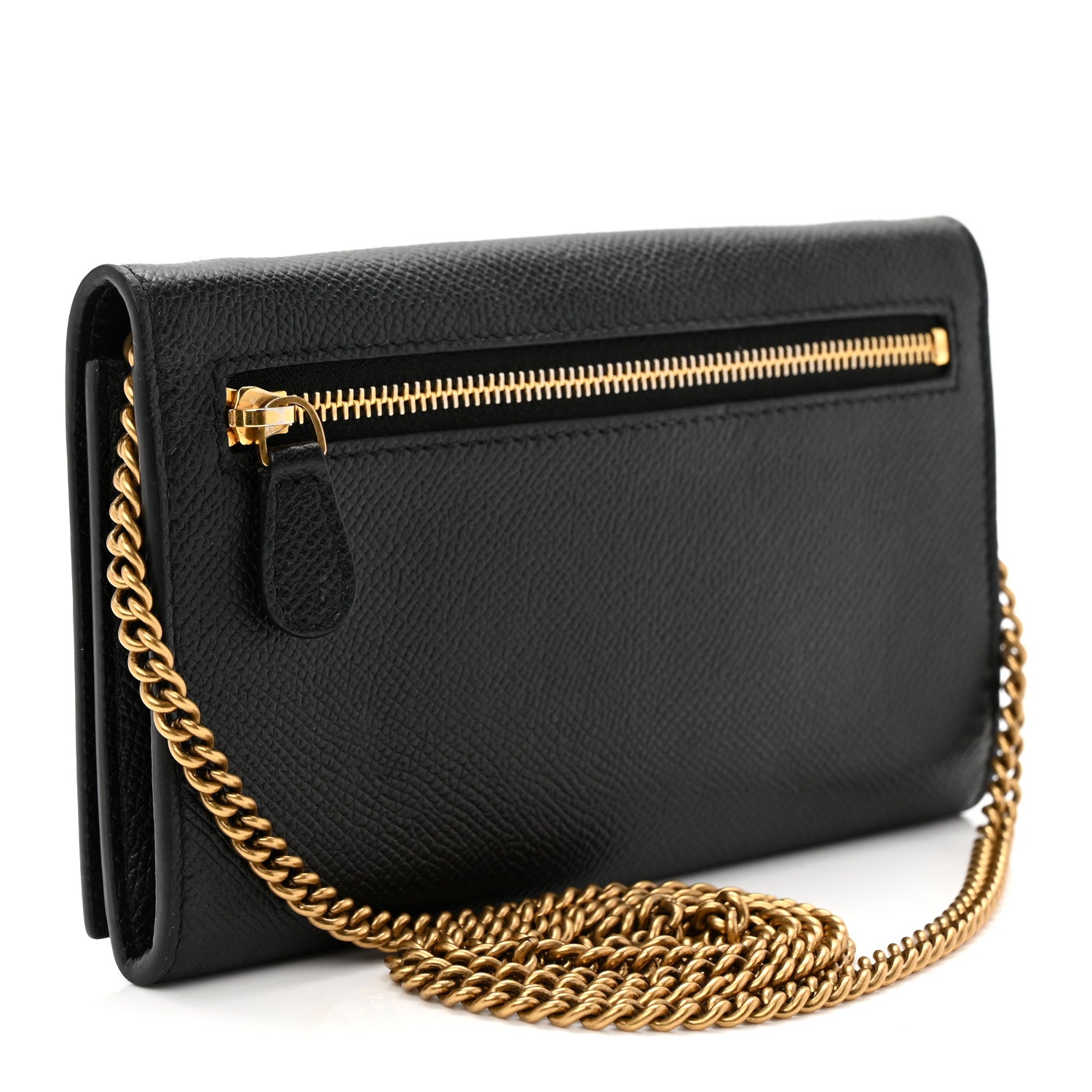 Balenciaga Signature Grained Calfskin Logo Ville Wallet on Chain Black 3 of 11