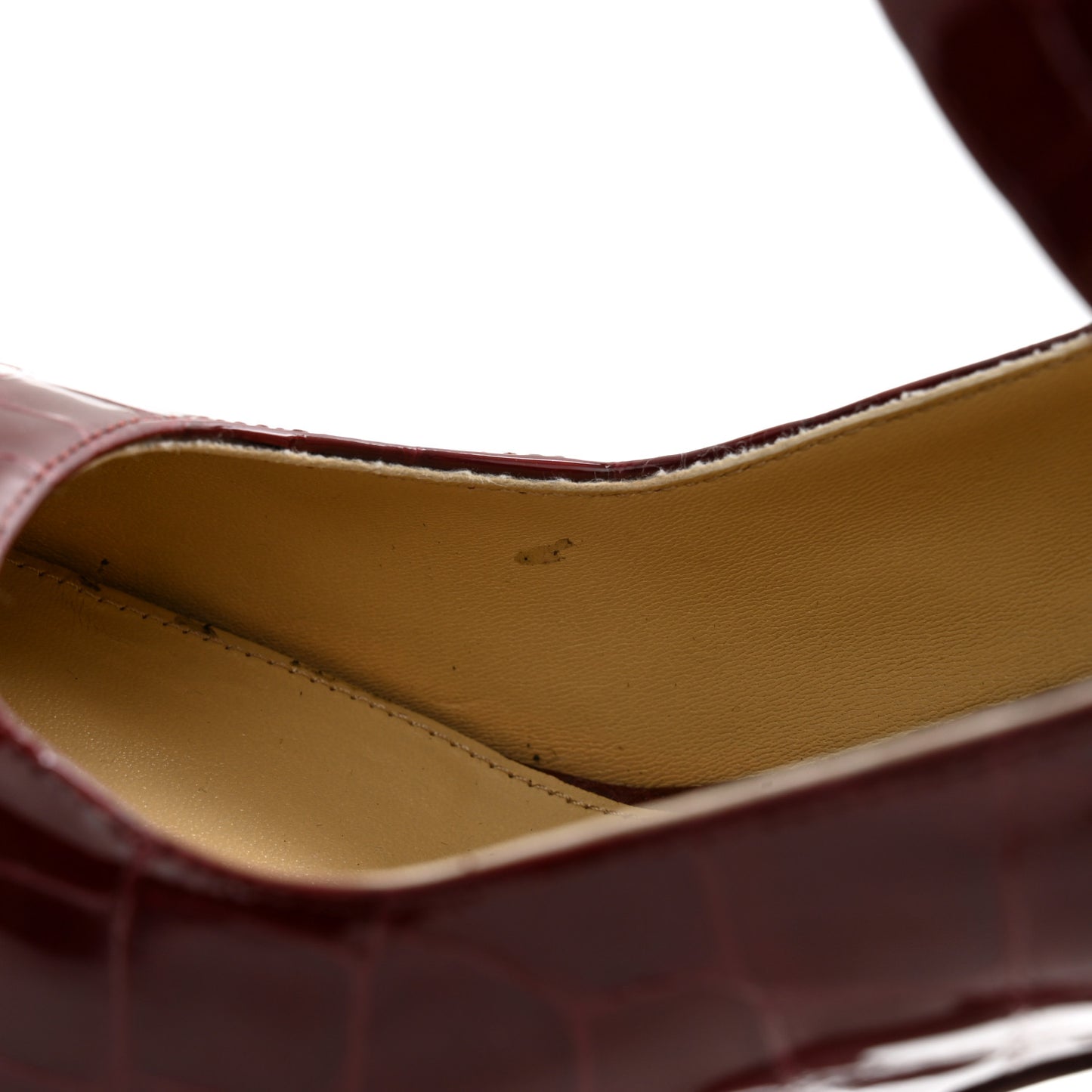 Glossy Calfskin Crocodile Embossed Mostra Mary Jane 120 MM Pumps 39.5 Merlot