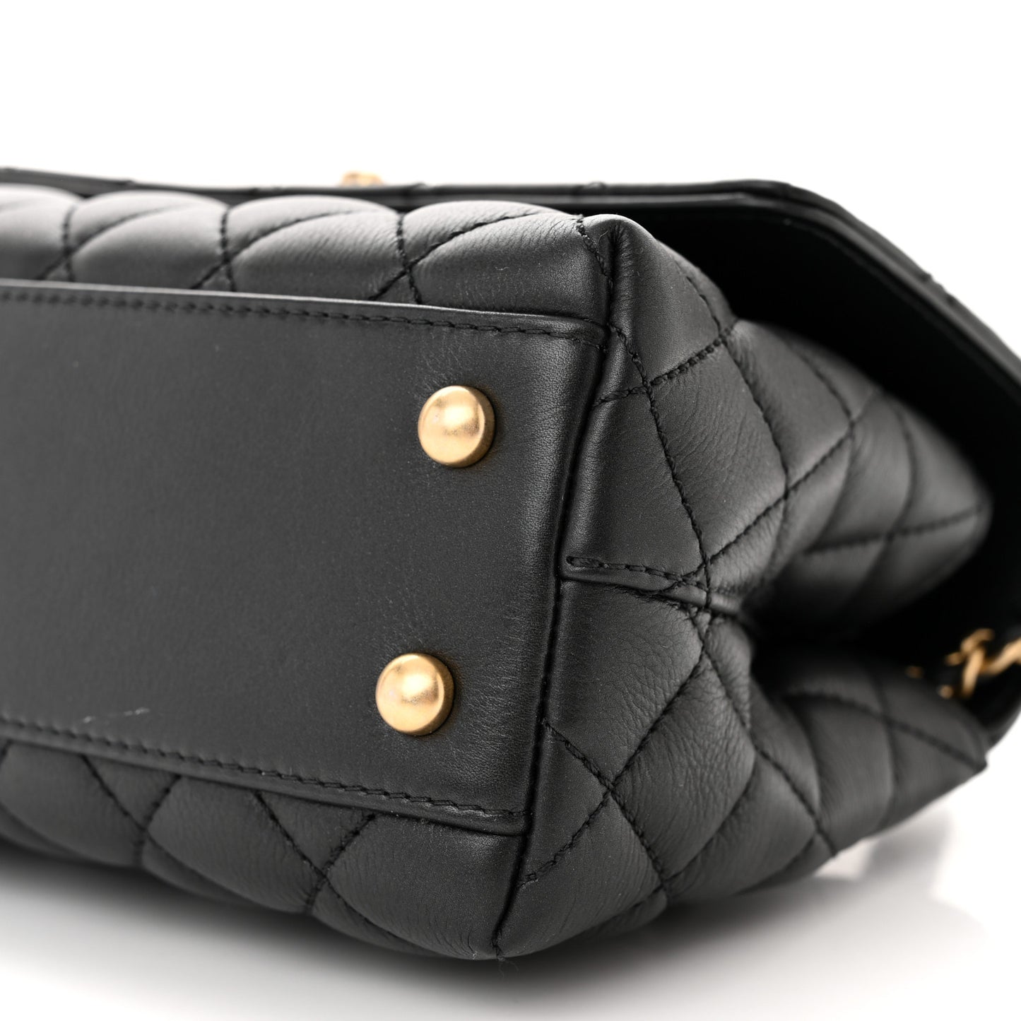 Calfskin Strass Quilted Mini Coco Handle Flap Black