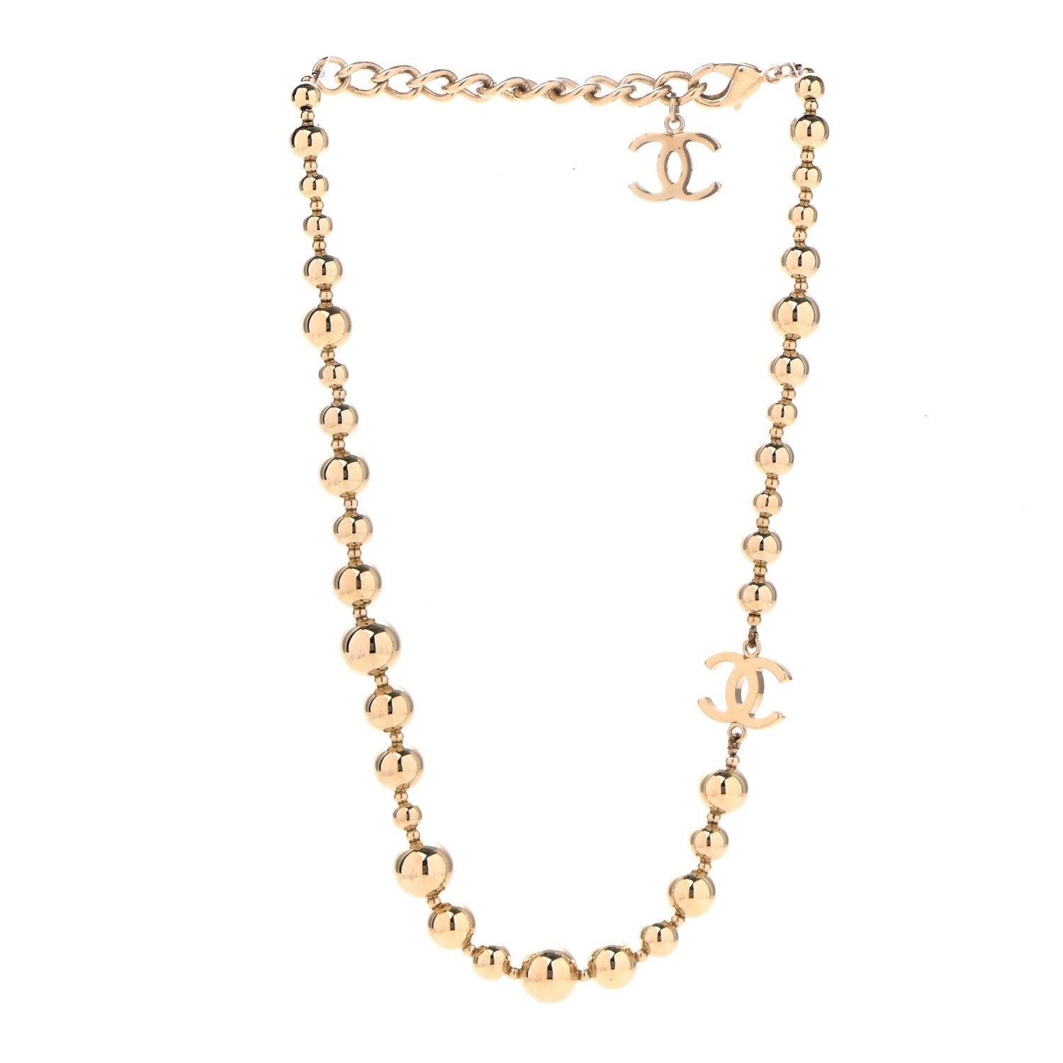 Chanel Metal Bead CC Necklace Gold 3 of 6