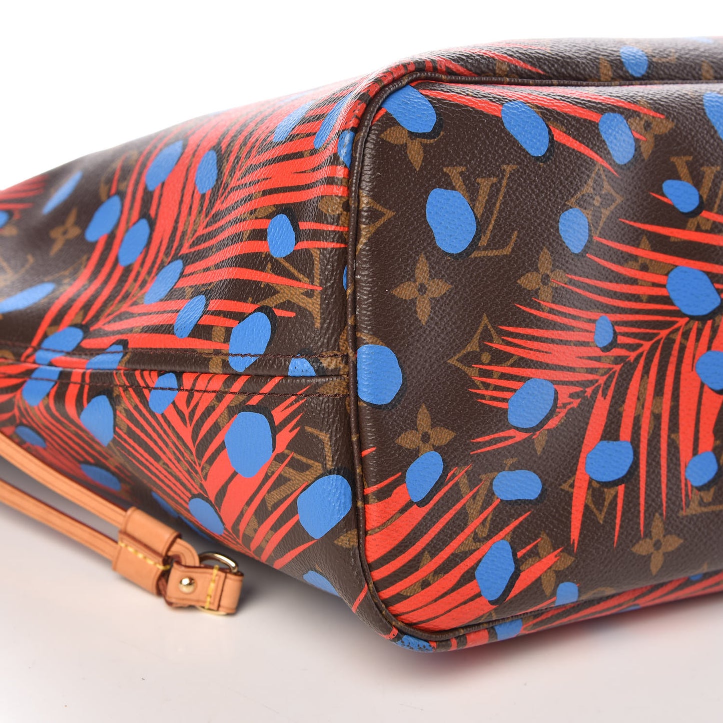 Monogram Jungle Dots Neo Neverfull MM Coquelicot Denim
