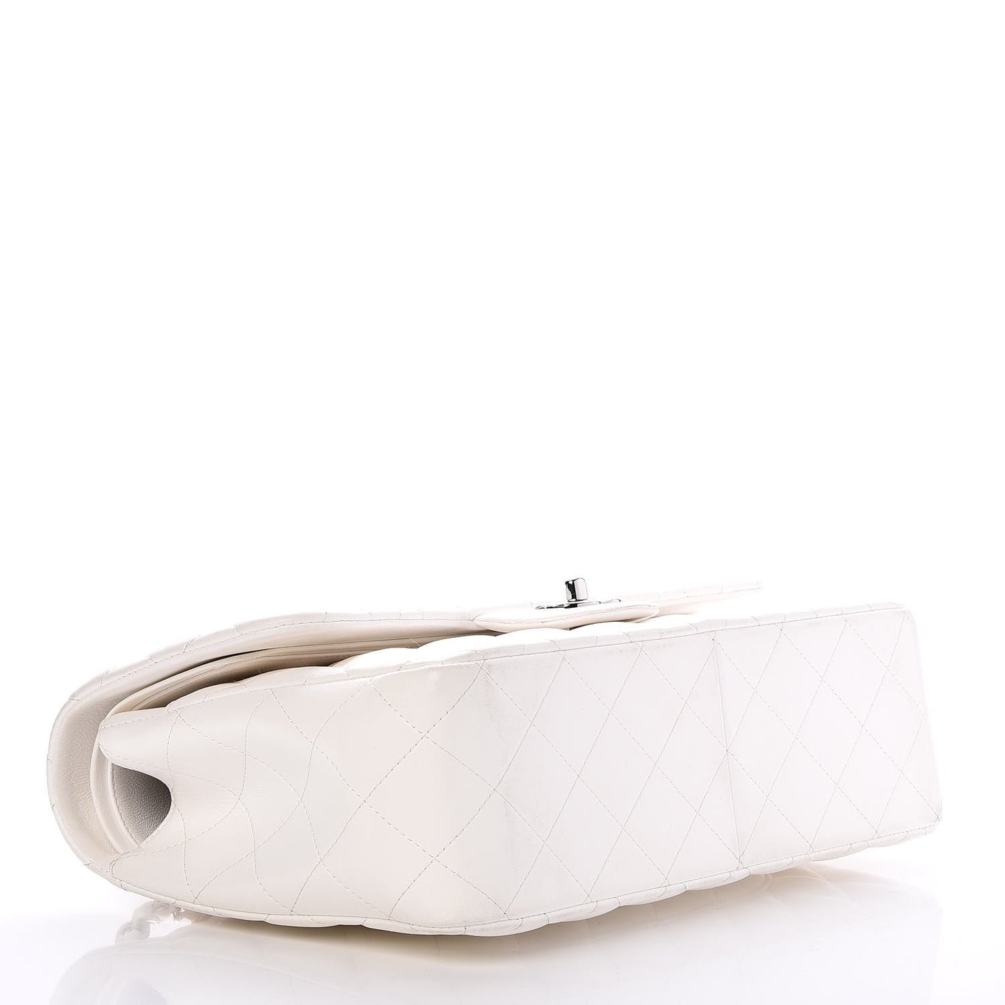 Lambskin Quilted Jumbo Double Flap White