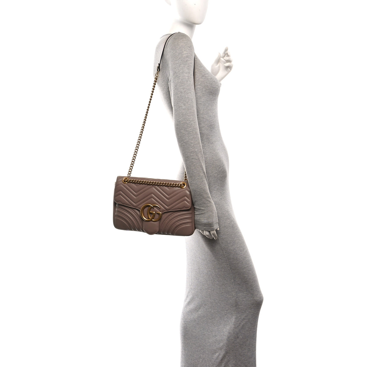 Gucci Calfskin Matelasse Medium GG Marmont Shoulder Bag Porcelain Rose 2 of 10