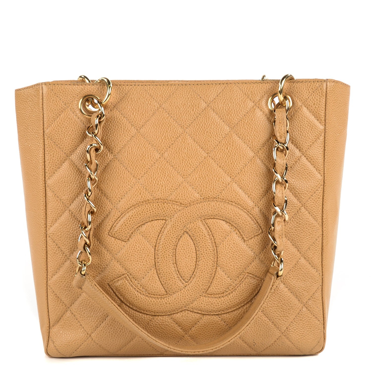 Chanel Caviar Quilted Petit Shopping Tote PST Dark Beige 1 of 7