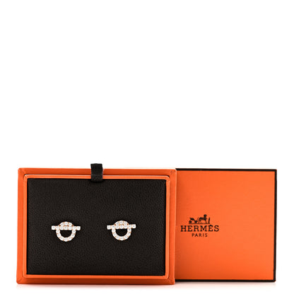 Hermes 18K Rose Gold Diamond Finesse Earrings 5 of 5
