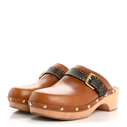 Louis Vuitton Calfskin Patent Monogram Cottage Clog Mules 41 Brown 4 of 10