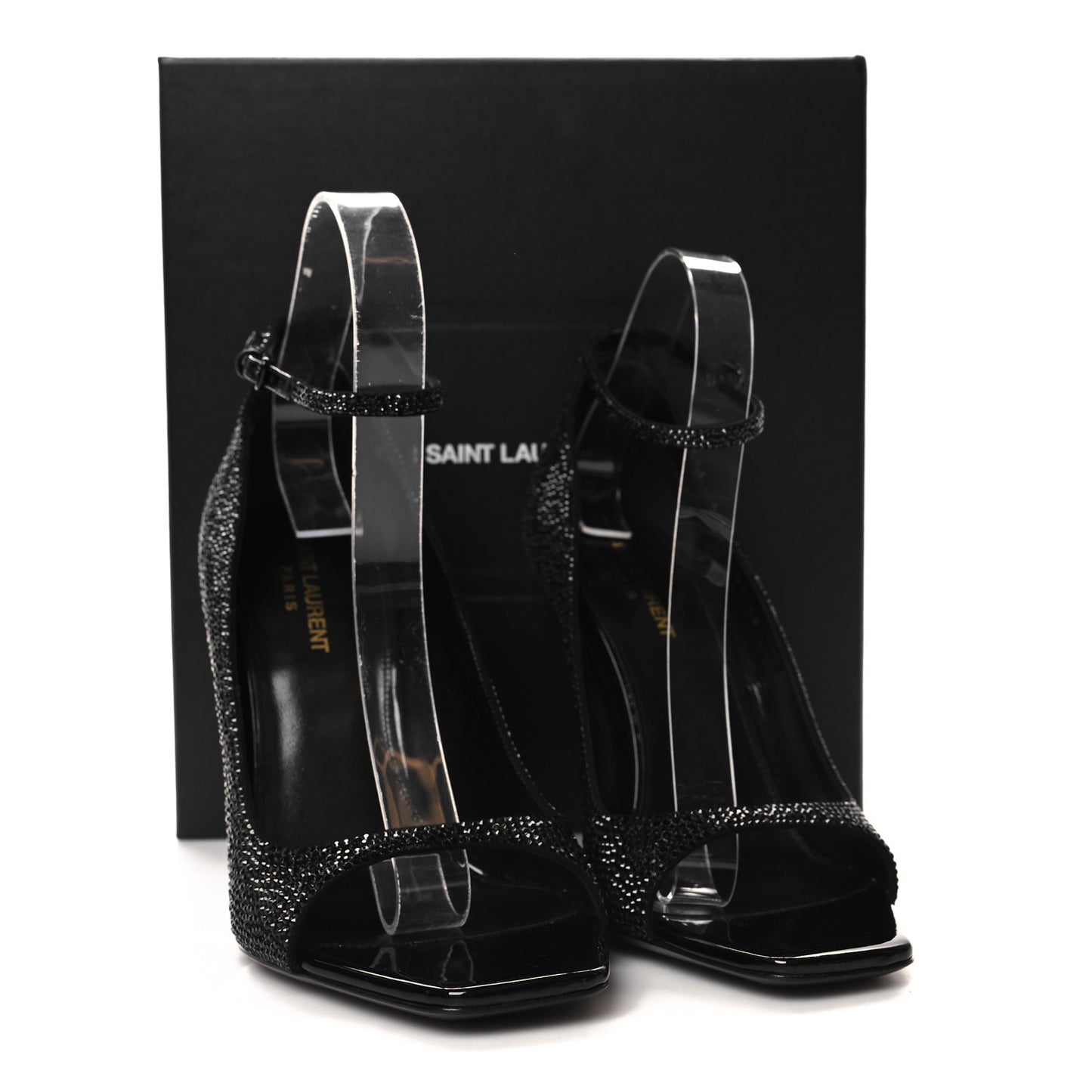 Kid Suede Crystal Embellished Opyum Ankle Strap Sandals 40 Black