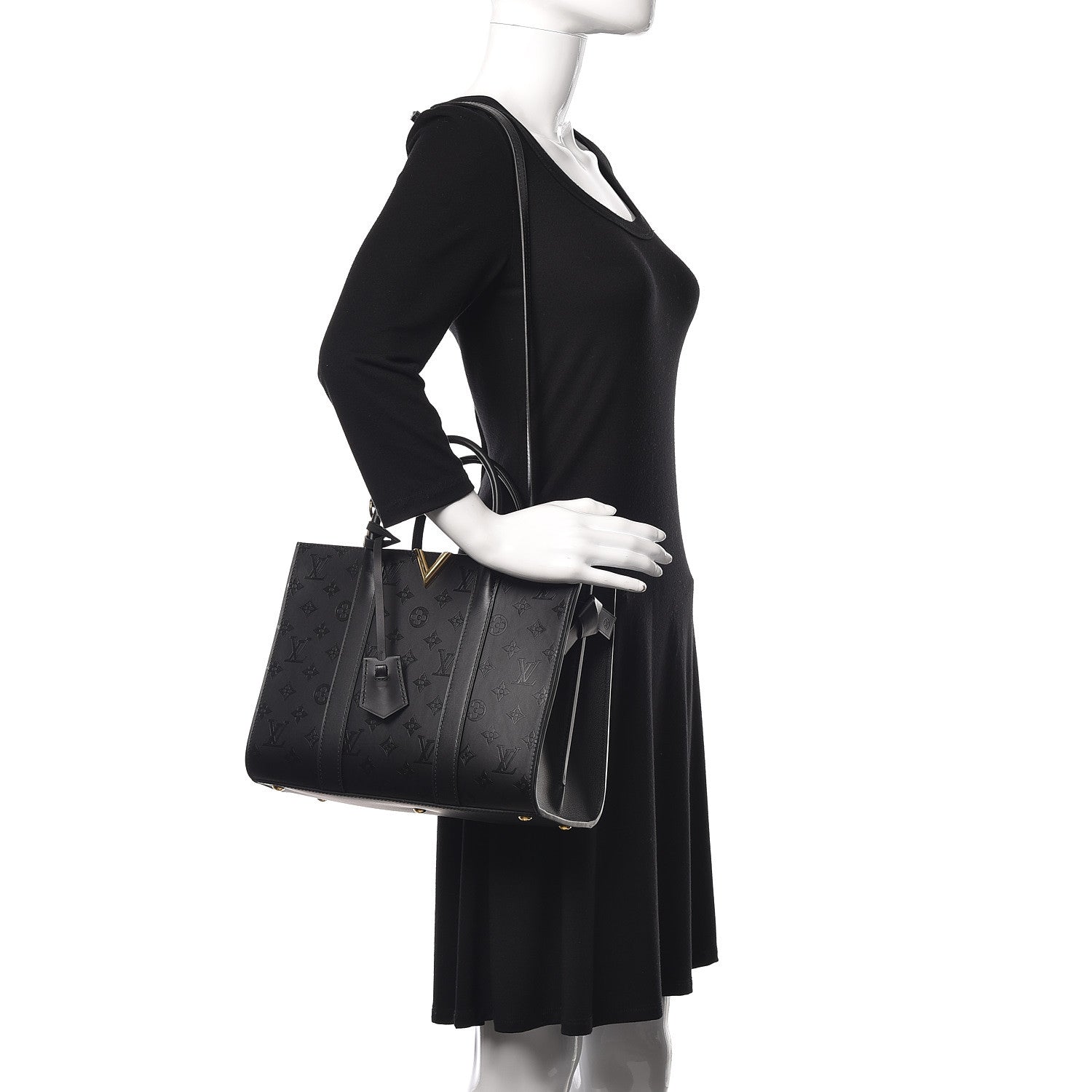 Louis Vuitton Monogram Cuir Plume Very Tote MM Black 2 of 8