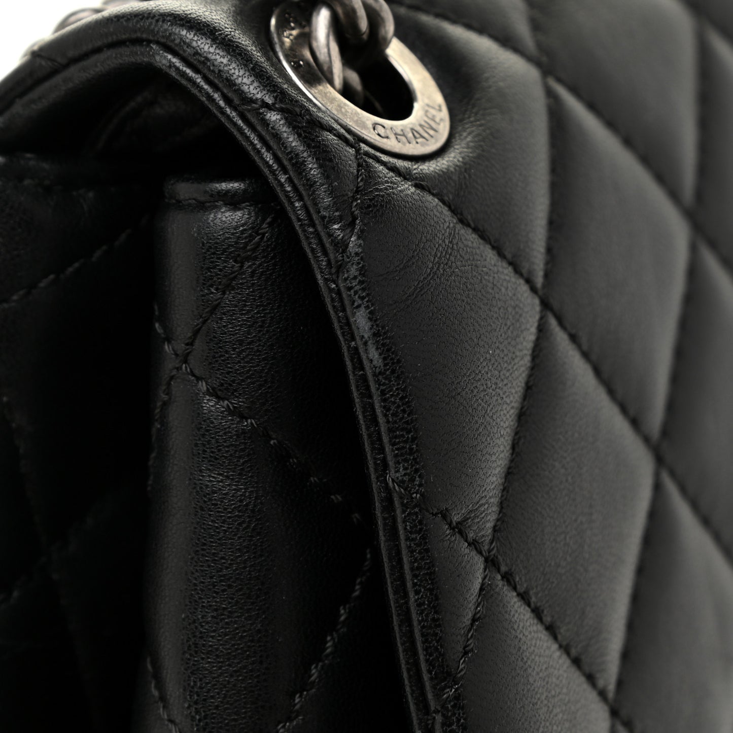 Lambskin Quilted Large Daily Supple Flap Black