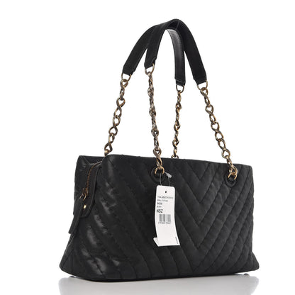 Chanel Iridescent Calfskin Chevron Quilted Surpique Tote Black 3 of 7