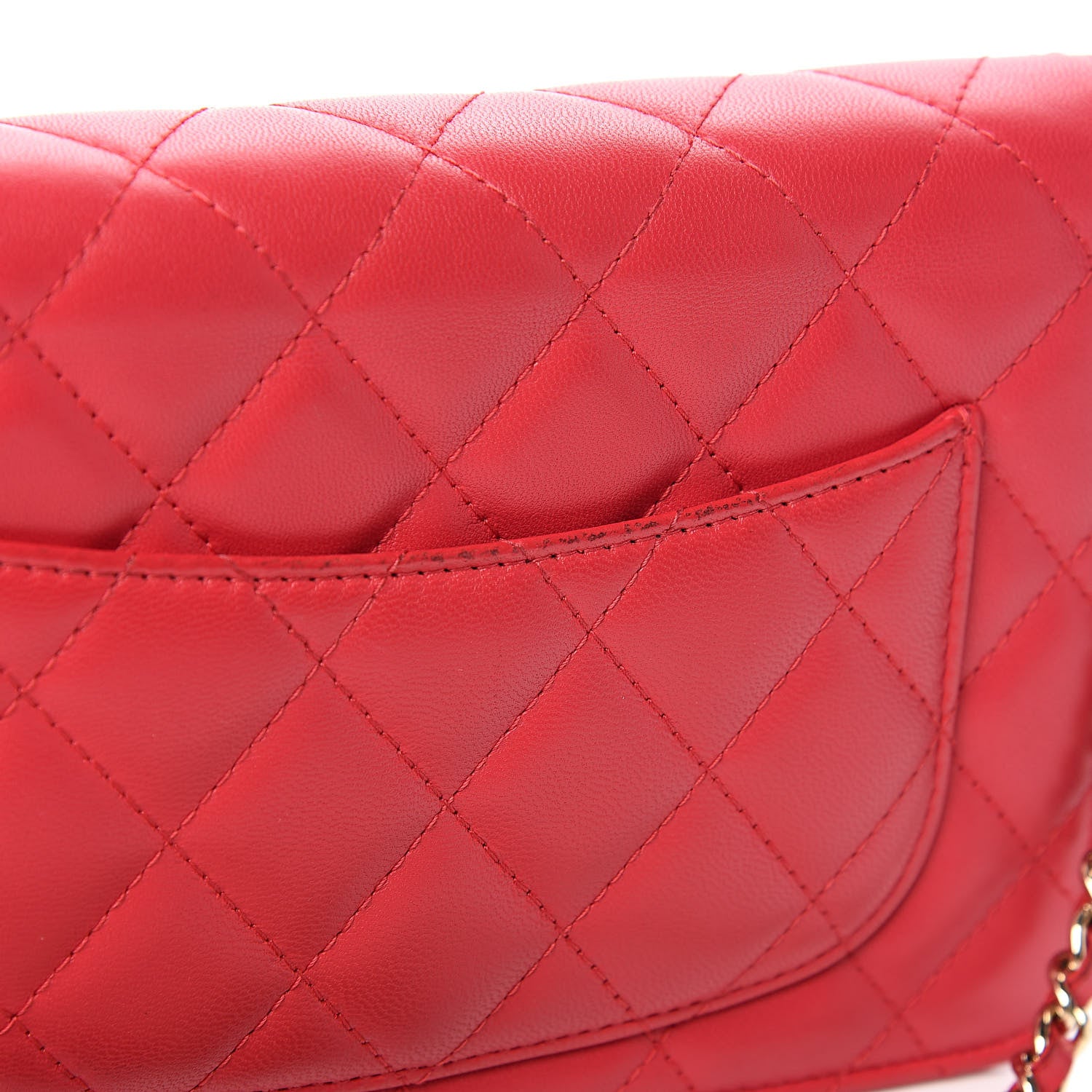 Chanel Lambskin Quilted Wallet On Chain WOC Red 11 of 12