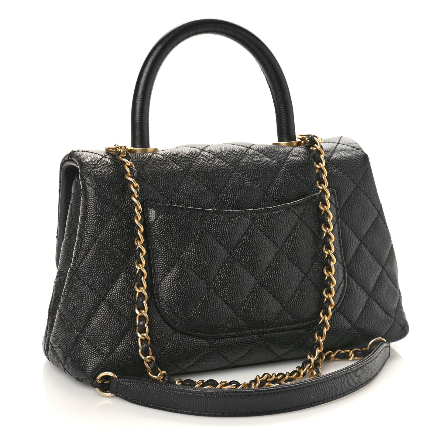 Caviar Quilted Mini Coco Handle Flap Black