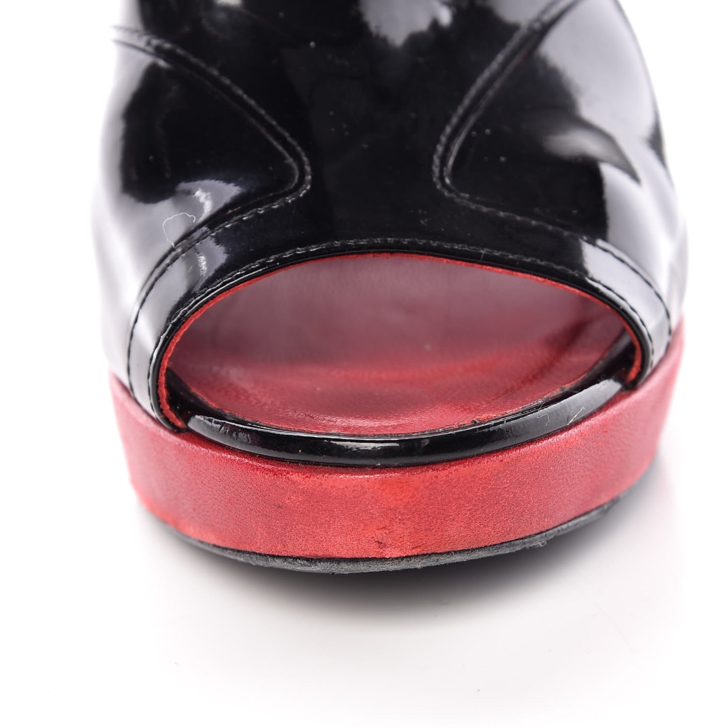 Patent Wedge Sandals 37 Black Red