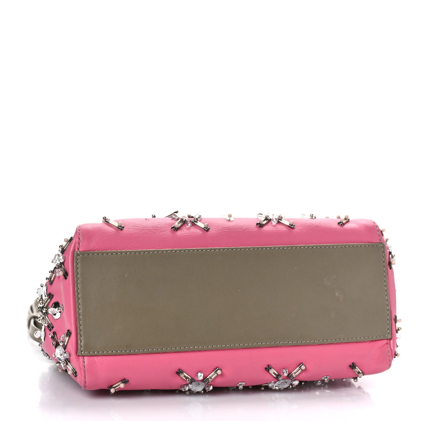 Nappa Crystal Beaded Ombre Mini Peekaboo Iconic Satchel Pink Beige