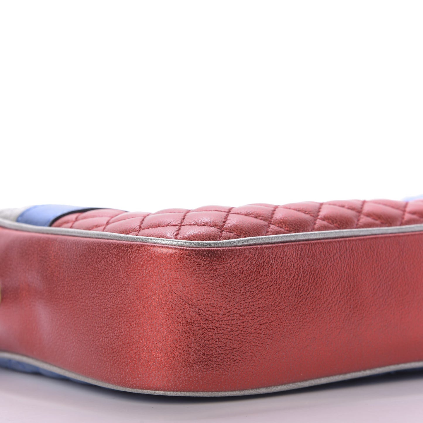 Laminated Nappa Trapuntata Small Zumi Shoulder Bag Rosso Marine Argento